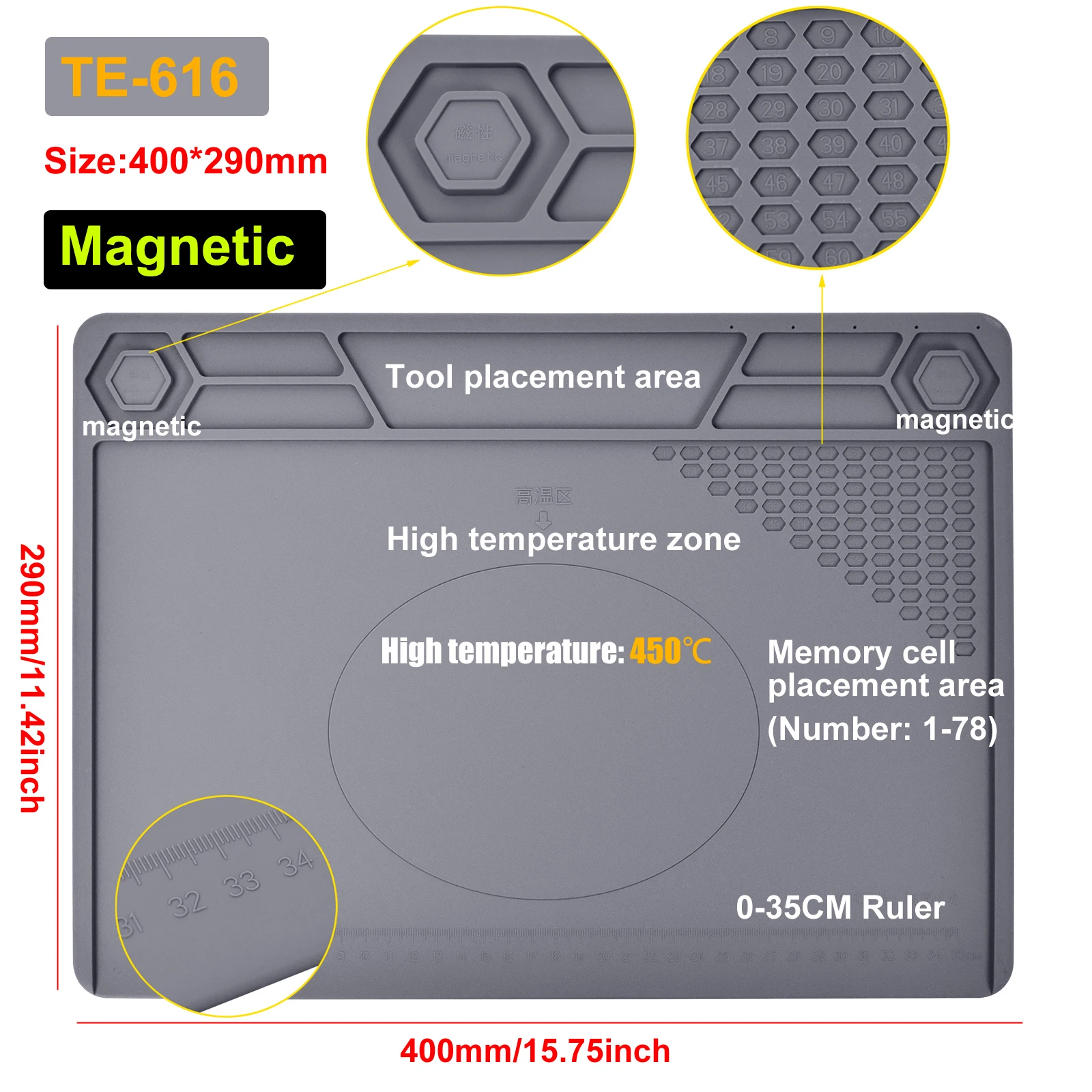 hot stapler plastic MEWACALOX Silicone Repair Mat Magnetic Soldering Mat Heat Insulation Electronics Repair for Cellphone Laptop Heat Resistant Pad soldering stations