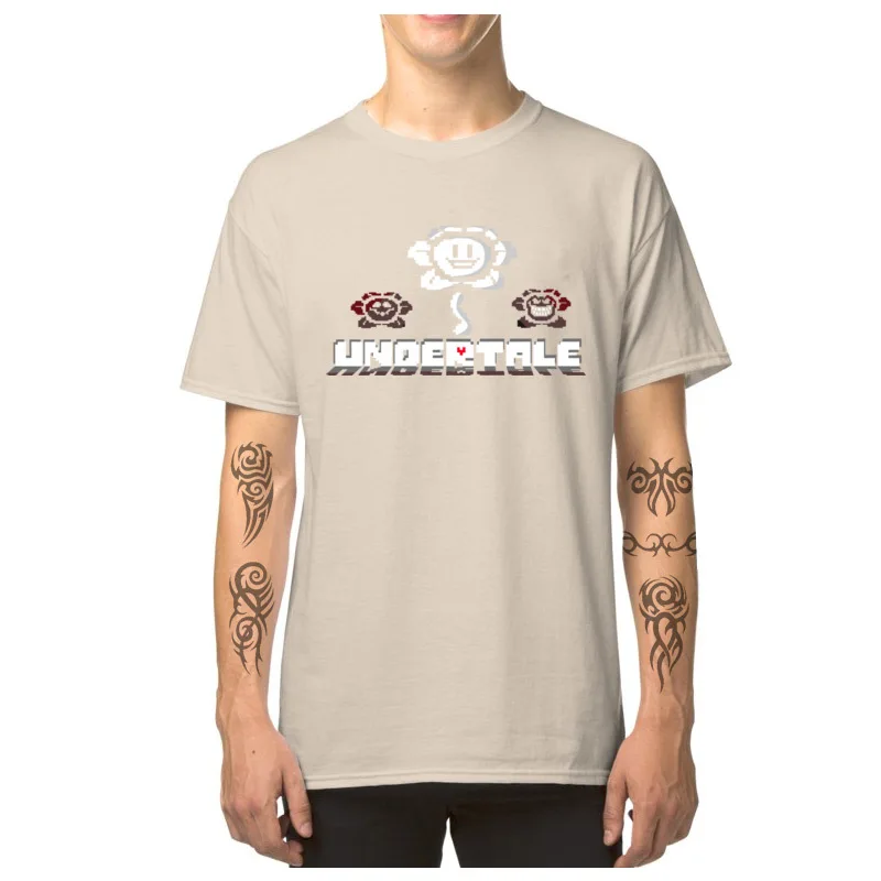  Adult T Shirt Flowey__6169 Unique Tees Cotton Round Neck Short Sleeve Fitness Tight Tee Shirt Summer/Fall Free Shipping Flowey__6169 beige