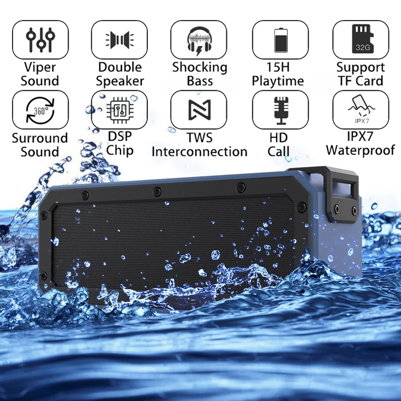 Bluetooth динамик Bluetooth 5,0 портативный динамик IPX7 водонепроницаемый 40 Вт динамик s 15H время воспроизведения с голосовым ассистентом