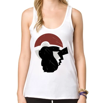 

Pokemon Go 2020 women Tank tops Pikachu Black Printed Comics vest Novelty Funny tops