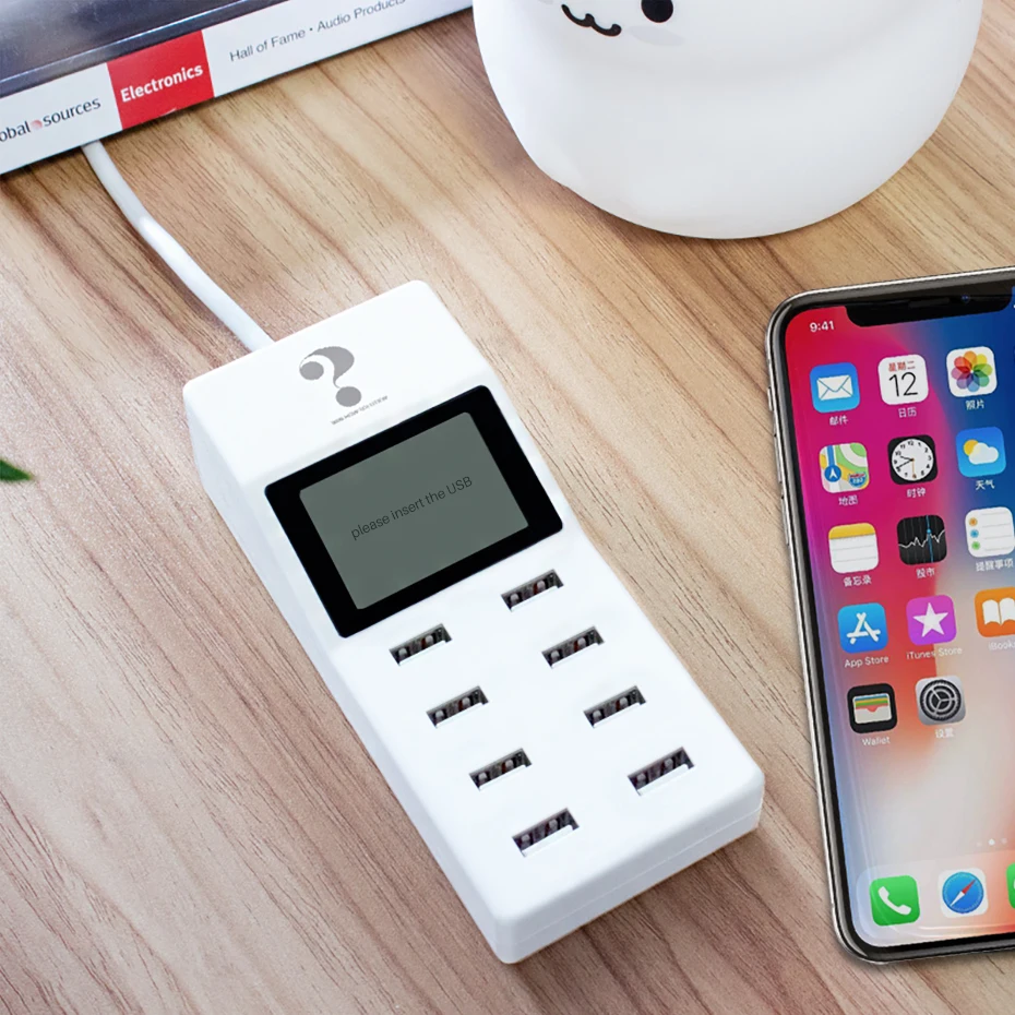 Универсальное умное зарядное устройство с 8 портами USB светодиодный дисплей 8A
