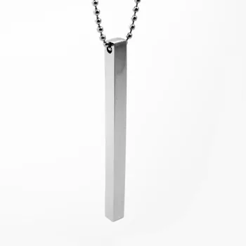 

Blank Cube Stainless Steel Rod like Necklace Pendant DIY Logo Fashion Jewelry