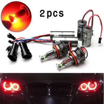 

Marker Angel Eye Bulb Red Light Aluminum Lamps H8 LED Headlight 1 Pair