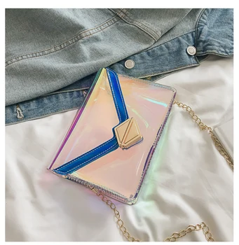 

New fashion women's shoulder bag transparent PVC jelly laser mini bag chain Messenger bag handbag