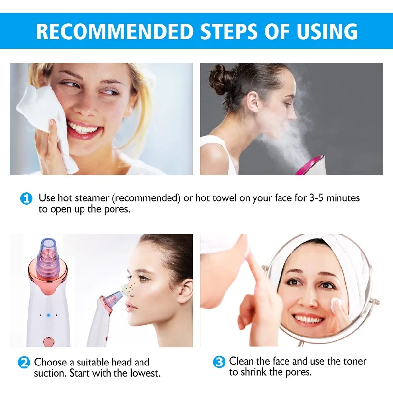 Blackhead Remover Acne Pore Cleaner Vacuum Electric Nose Face Deep Cleaner Pimple Remover Suction Facial Diamond Skin Care Tool