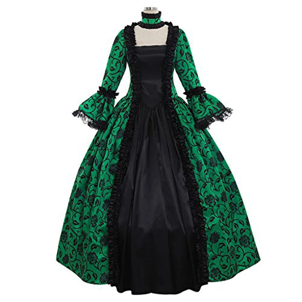 Victorian Gothic Georgian Period Dress Halloween Masquerade Ball Gown Reenactment Clothing