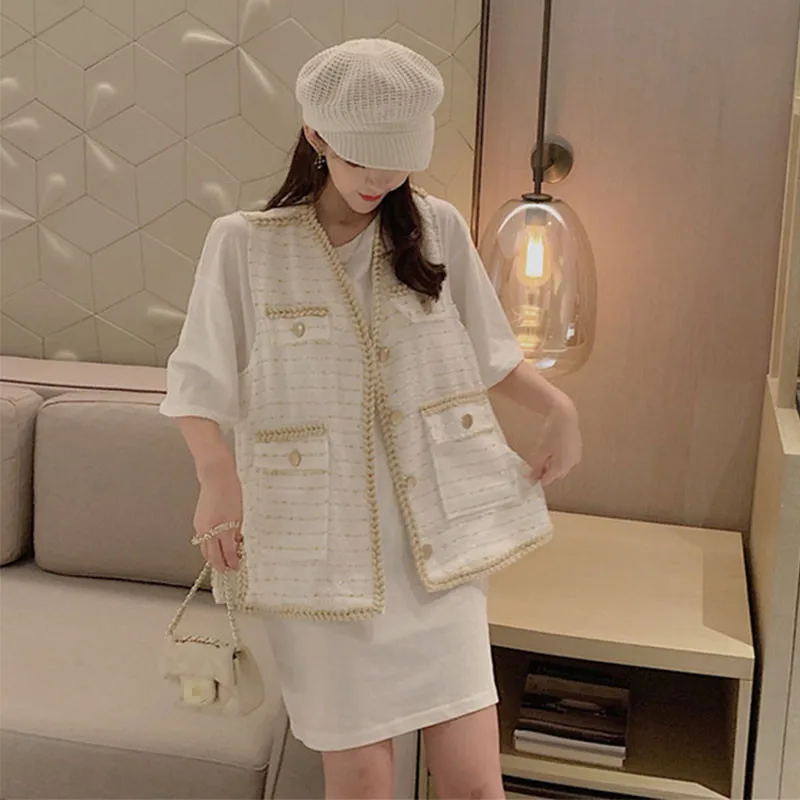 

Women 2019 New Autumn Summer Vest Vintage Sleeveless Single-breasted Elegant Vest Fashion V Neck Loose Casual Coats Outwear