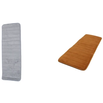 

Promotion! 2pc 120X40cm Absorbent Nonslip Memory Foam Kitchen Bedroom Door Floor Mat Rug Carpet Gray & Khaki