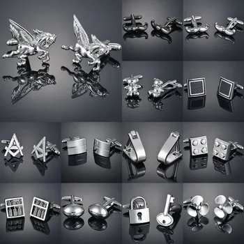 

Fashion Men's Cufflinks Coppper Horse Business Cufflinks For Gentlemen steel Stamping Cuff Links Hand engraving Men Jewelry