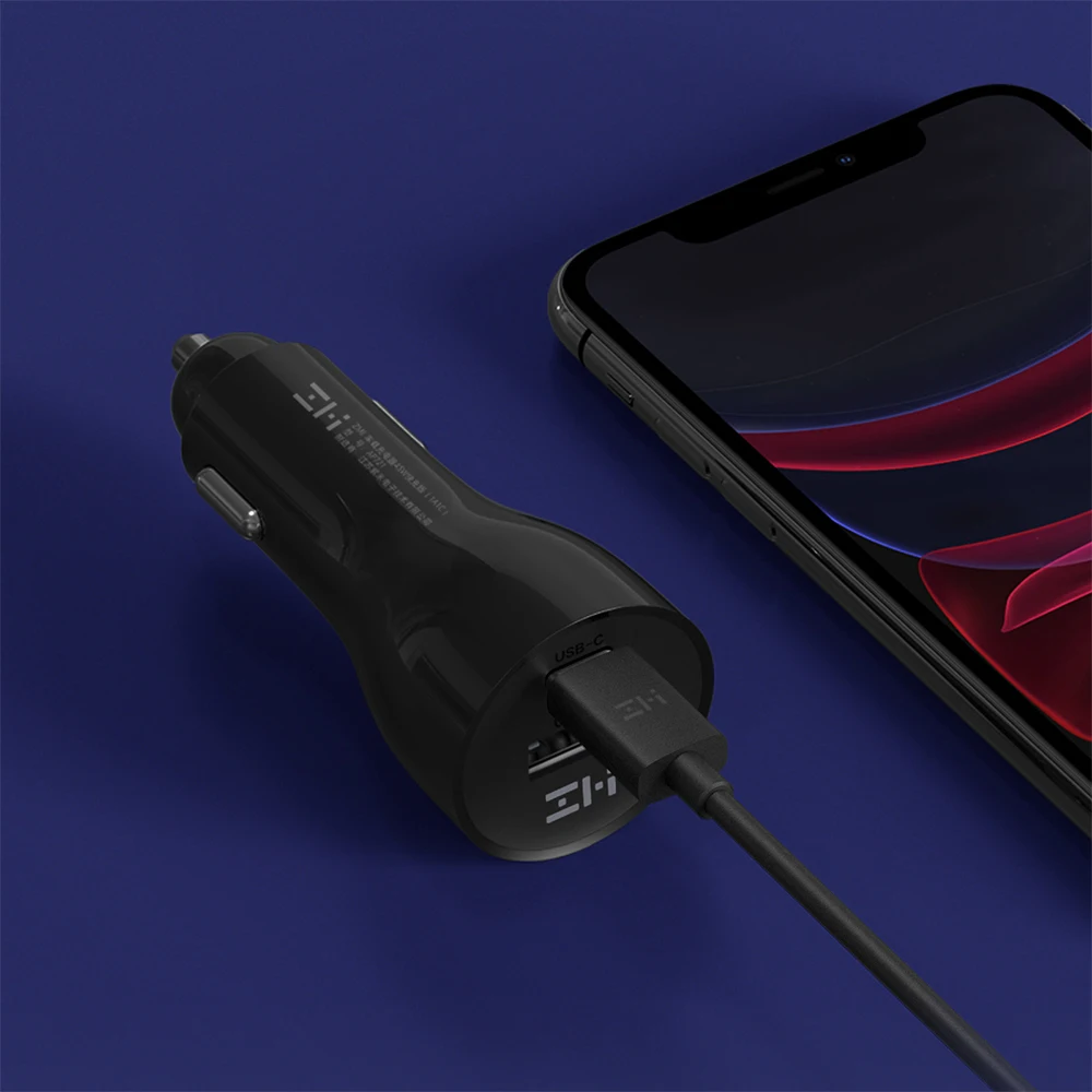 ZMI AP721 автомобильное зарядное устройство(1A1C) 1 USB-A 1 USB-C 5A 18 Вт PD общий выход 45 Вт Быстрая зарядка