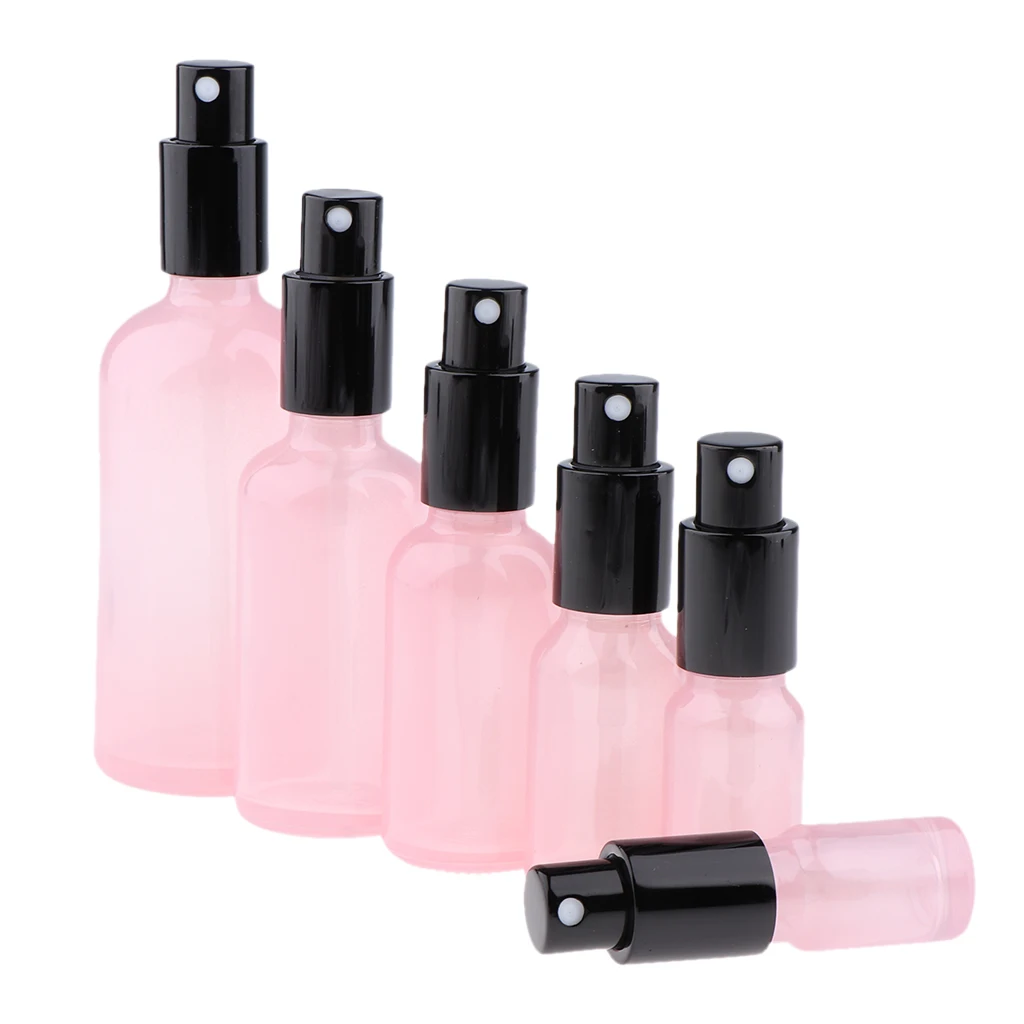 2pcs Empty Glass Fine Mist Mini Spray Bottles with Atomizer Pump - for Essential Oils, Travel, Perfumes and More,Pink