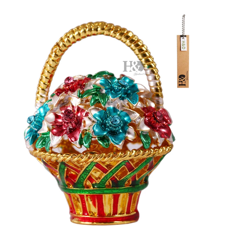 H-D-Xmas-Gifts-for-Lady-2-Trinket-Box-Hinged-Ornament-Crystals-Hand-painted-Flower-Jewelry