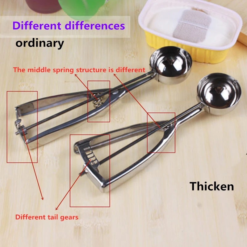 Stainless Steel Ice Cream Scoop Tool Cookie Scoop Icecream Spoon Kitchen Gadgets Sticks Mashed Potatoes Watermelon Spoon 1P ice cream scoop