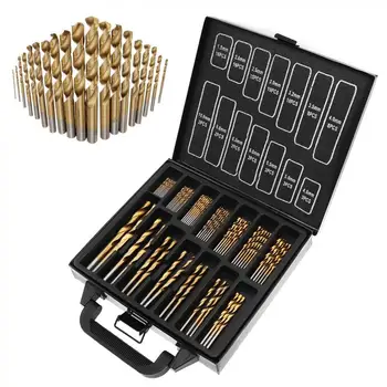 

99pcs/lot Drill Bits Set Titanium Plating Drill Set HSS Twist Drill Bits 1.5MM - 10MM High Speed Steel Drilling Metal