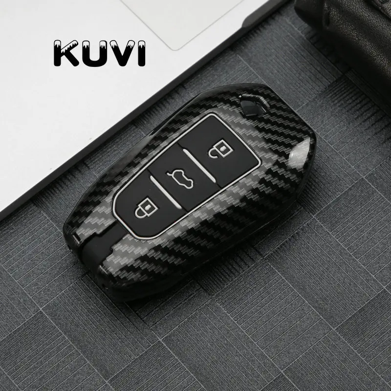 Carbon fiber Alloy+Silicone Car Remote Key Case Cover For Peugeot 208 308 508 3008 5008 for Citroen C4 Picasso DS3 DS4 DS5 DS6 | Автомобили
