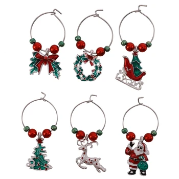 

Cup Ring,Christmas Family Wine Glass Decoration Party Goblet Decorative Circles Xmas Cup Pendants Metal Ring