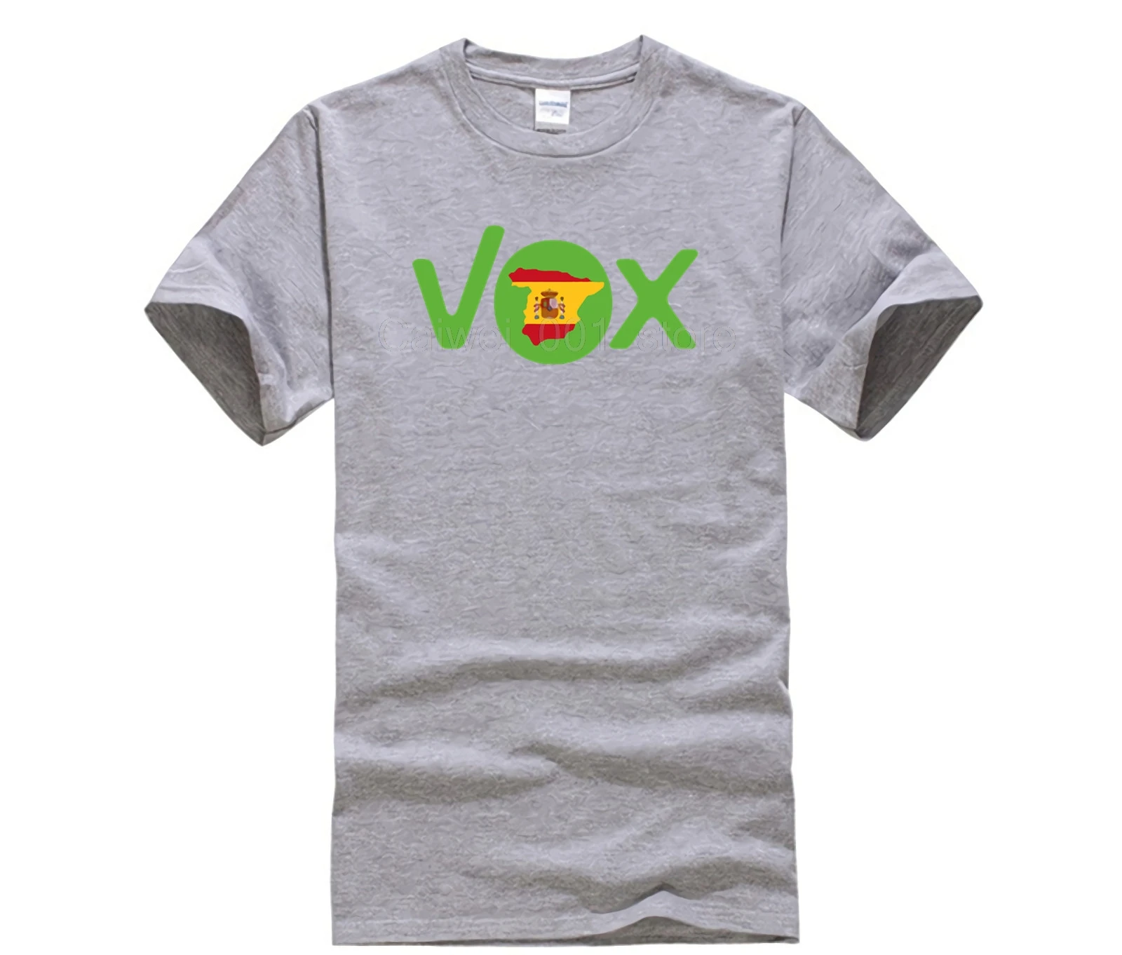 Мужская хлопковая модная летняя футболка с героями мультфильмов Веселая VOX Мужская футболка с коротким рукавом с принтом тренд - Цвет: light grey