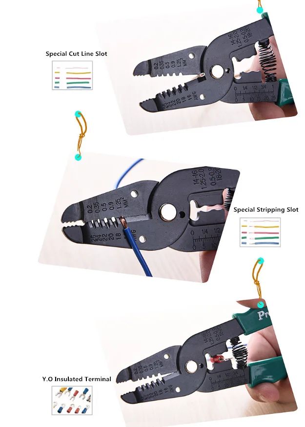 Pro'sKit 7 в 1 инструмент для зачистки проводов 8PK-3161/8PK-3162/8PK-3163 многофункциональные обжимные плоскогубцы для зачистки