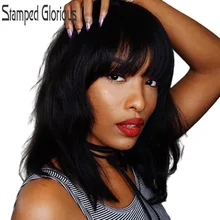 Штампованный славный 14 дюймов волна парик черный парик с челкой Синтетический Косплей парик для женщин натуральный розовый фиолетовый цвет волос