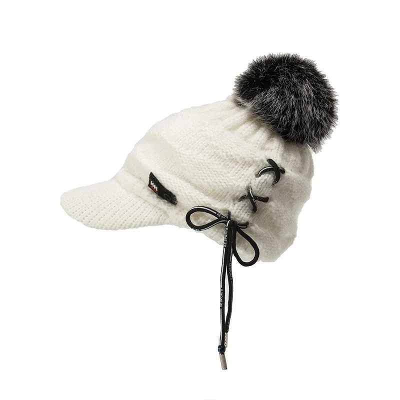 Модная шапка с помпонами для женщин, женские шапки Skullies, теплая меховая женская шапка, зимняя шапка, Брендовая женская шапка