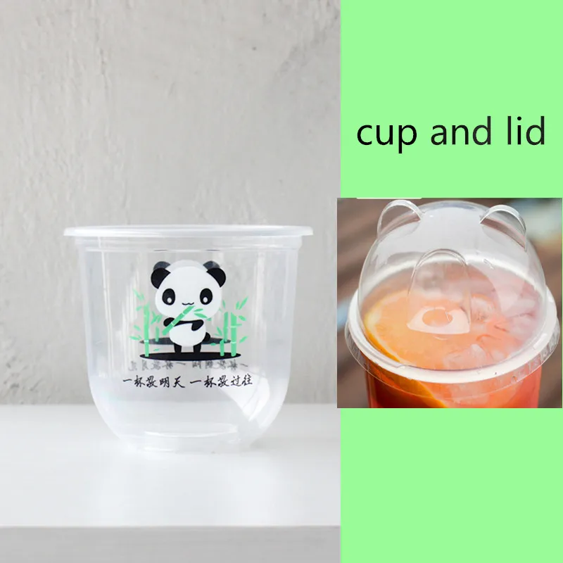 cup and lid6 50 шт одноразовые кофейные чашки в форме U для дня рождения, для вечеринки, для мороженого, молока, чая, сока, пластиковые стаканчики, упаковка на вынос с крышкой - Цвет: cup and lid6
