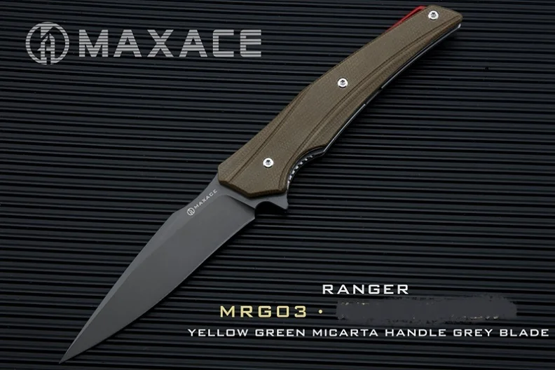 Зеленый Микарта Maxace RANGER XW42 стальной черный подшипник компактный походный нож - Цвет: GRAY blade