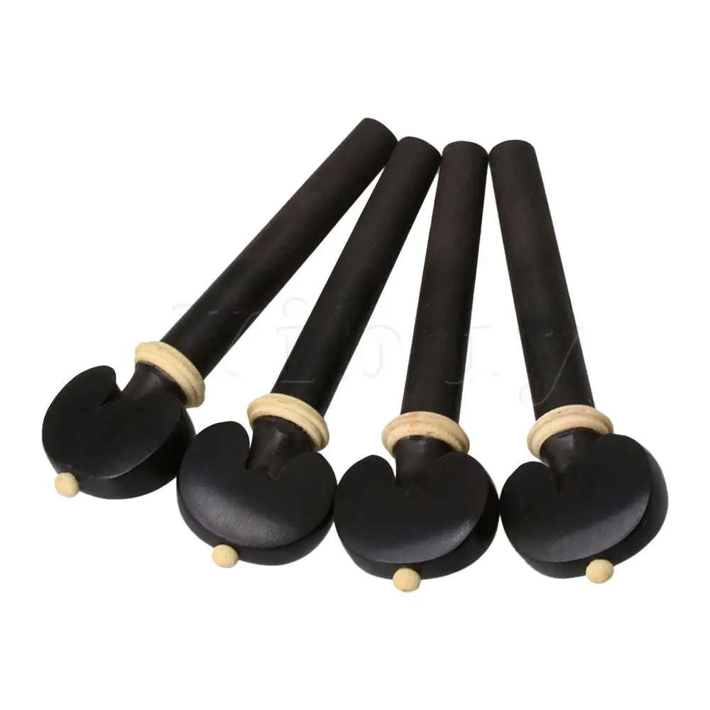 Yibuy 4 шт. черный Ebony Скрипка струны Колышки 4/4 Ebony-инкрустированные самшит