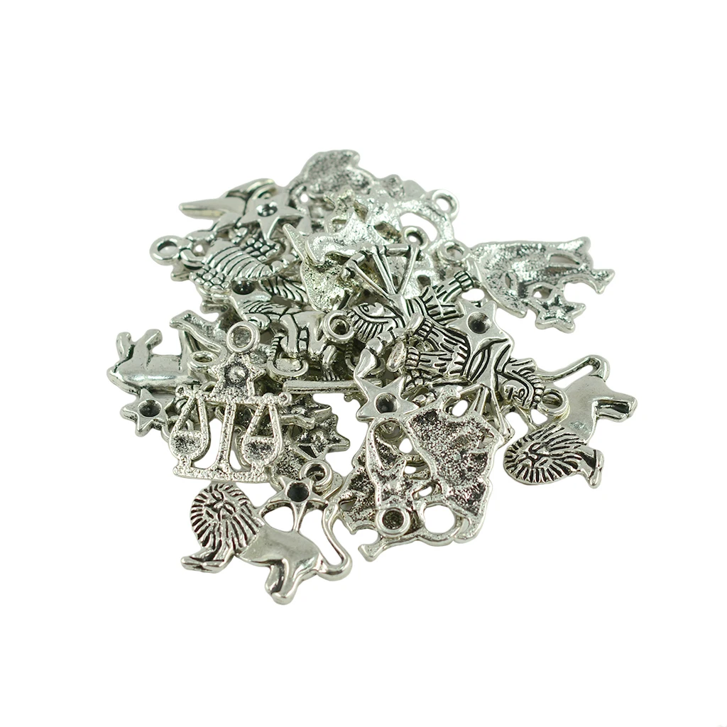 24 Pieces/ Lot Zodiac Constellation Pendant Findings Charm Fashion Jewelry for Necklace Keyring Pendant Findings