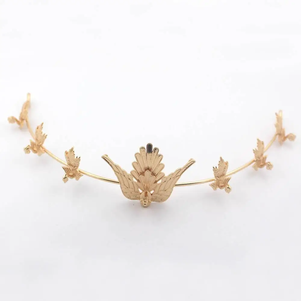 Gold color 2 шт. ручной работы Феникс Диадемы Корона свадебный головной убор витая латунная проволока свадебные женские украшения для волос аксессуары золотой цвет - Цвет: Gold color
