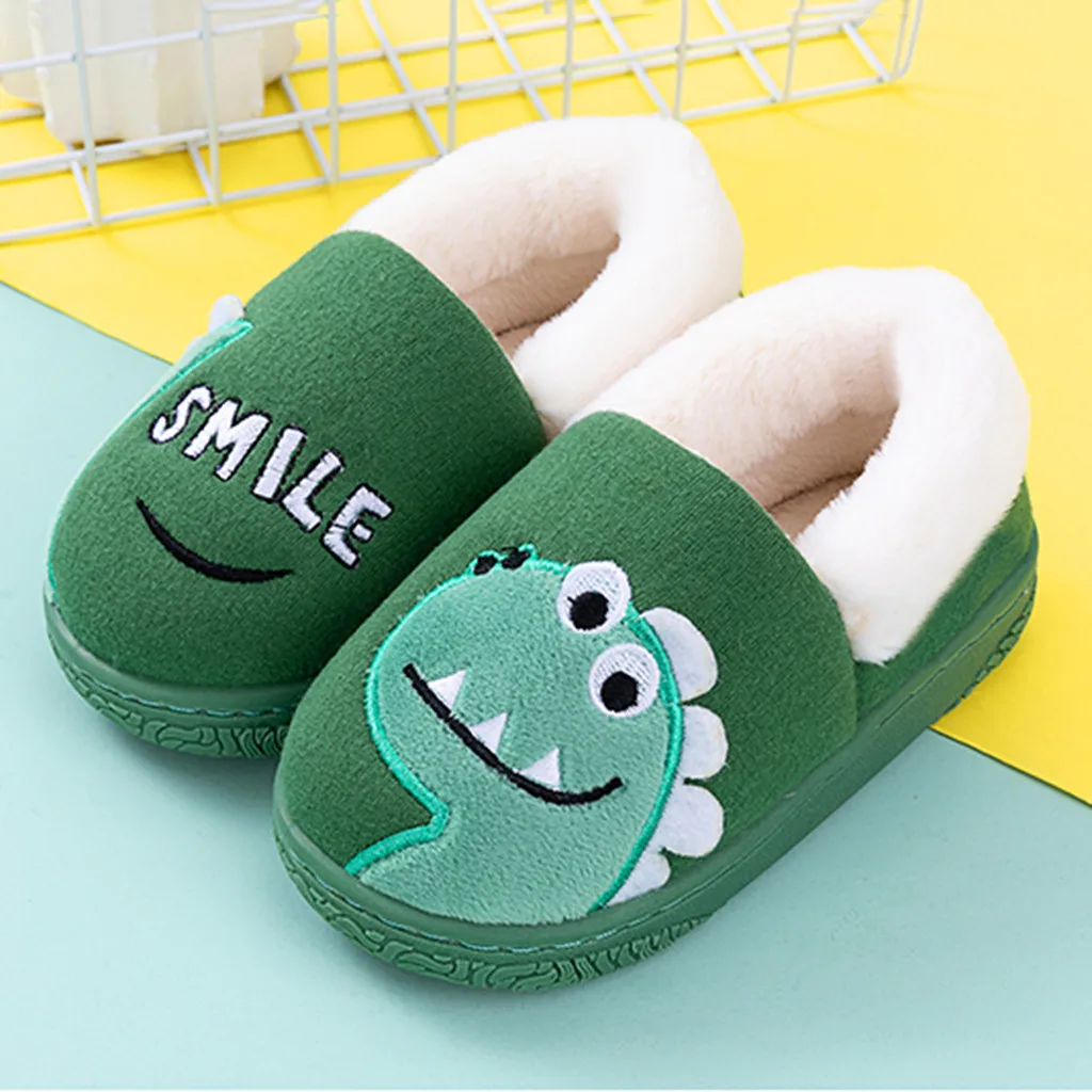 

JAYCOSIN Baby's Cute Boots Hot Sale Cartoon Dinosaur Toddler Home Slippers Boy Girls Winter Warm Short Plush Boots Outdoor Shoes