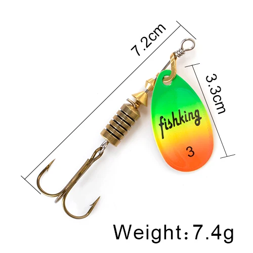 FISH KING Spinner Bait 3.9g 4.6g 7.4g 10.8g 15g Spoon Lures pike Metal With Treble Hooks Arttificial Bass Bait Fishing Lure as photo