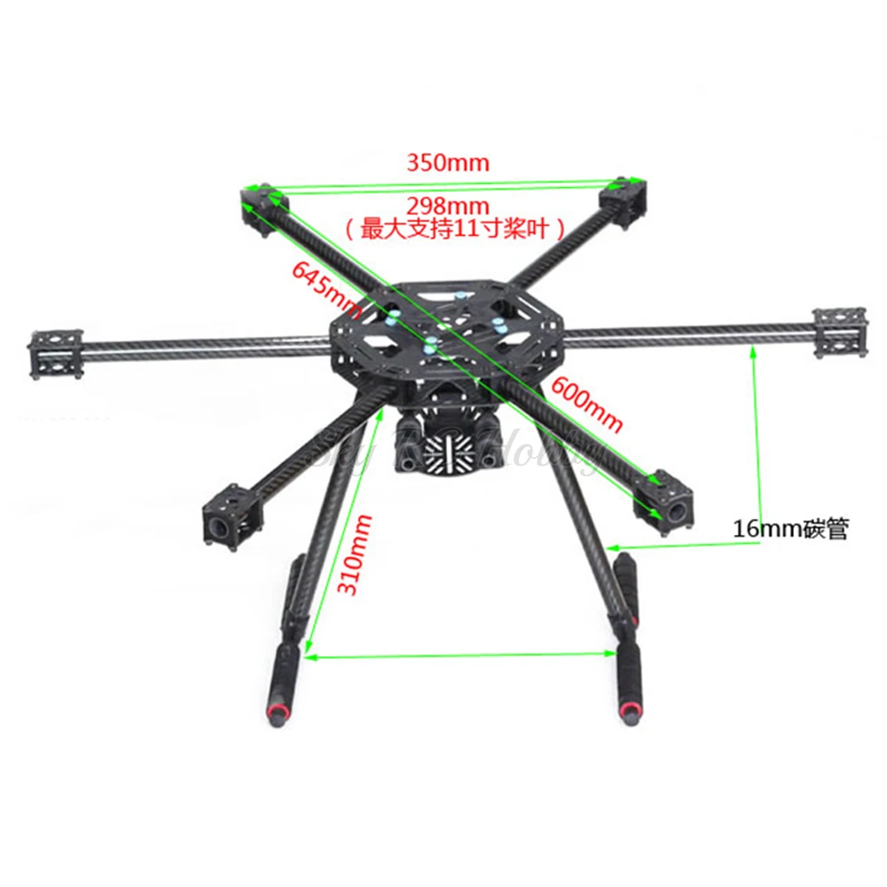 LJI X600 X6 600 мм FPV гексакоптер рама S550 SK500 с шасси из углеродного волокна занос