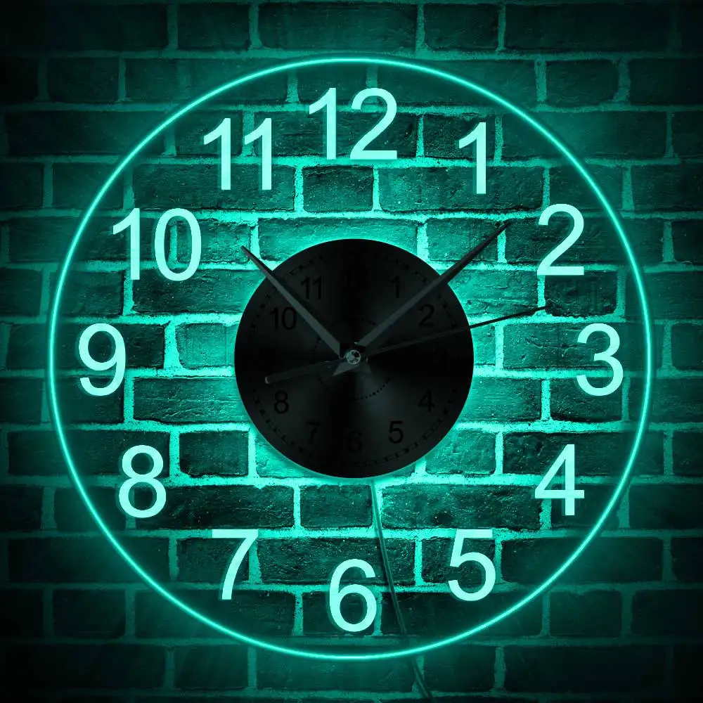 Arabic Numerals LED Illuminated Wall Clock Vintage Decorative Acrylic Round Hanging Watch Home Decor Night Light Horologe | Дом и сад