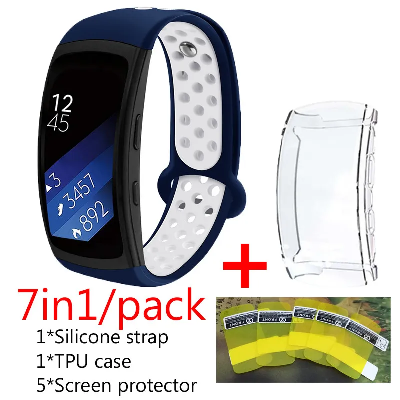 7 в 1 упаковка наручных часов ремешок для samsung gear Fit2 pro SM-R365 gear Fit2 PRO умный Браслет fit 2 pro защита экрана - Цвет: 14