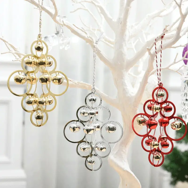 Christmas Bell Pendant Decorations Christmas Tree Decorations Wall Ceiling Window Decor Xmas Supplies Metal Decorative Bells