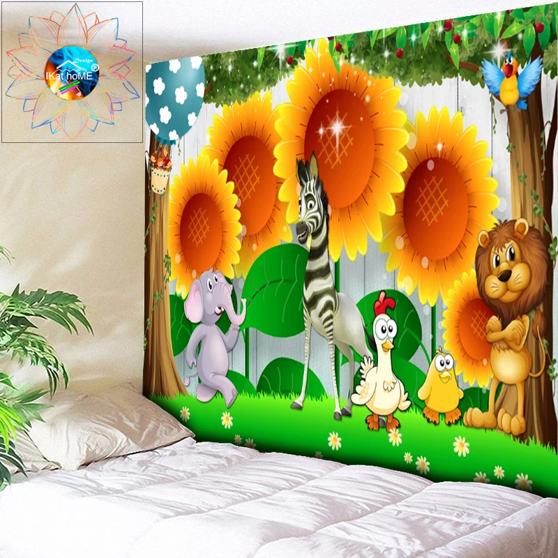 Аниме гобелен настенный Бохо цветы хиппи настенный гобелен украшение для детей в спальню, психоделический гобелен гостиная