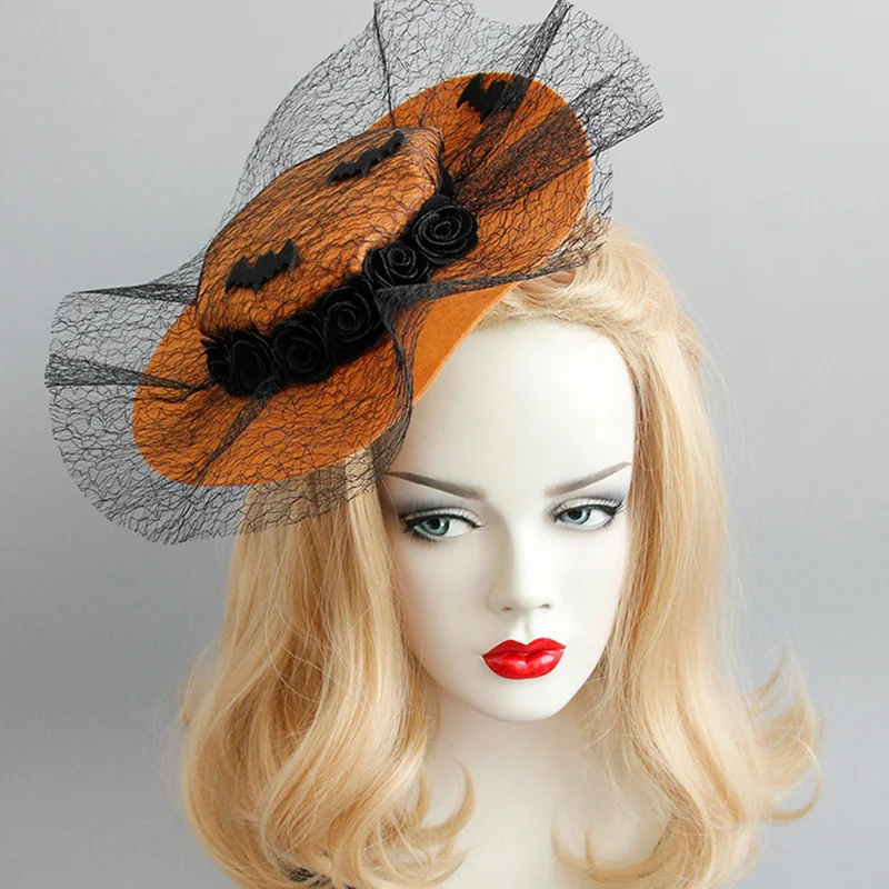 

Gothic Style Bat Mesh Headdress Headwear with Hairpin Super Large Cap Halloween Party Dress Up Props Decoration for Women Ladies