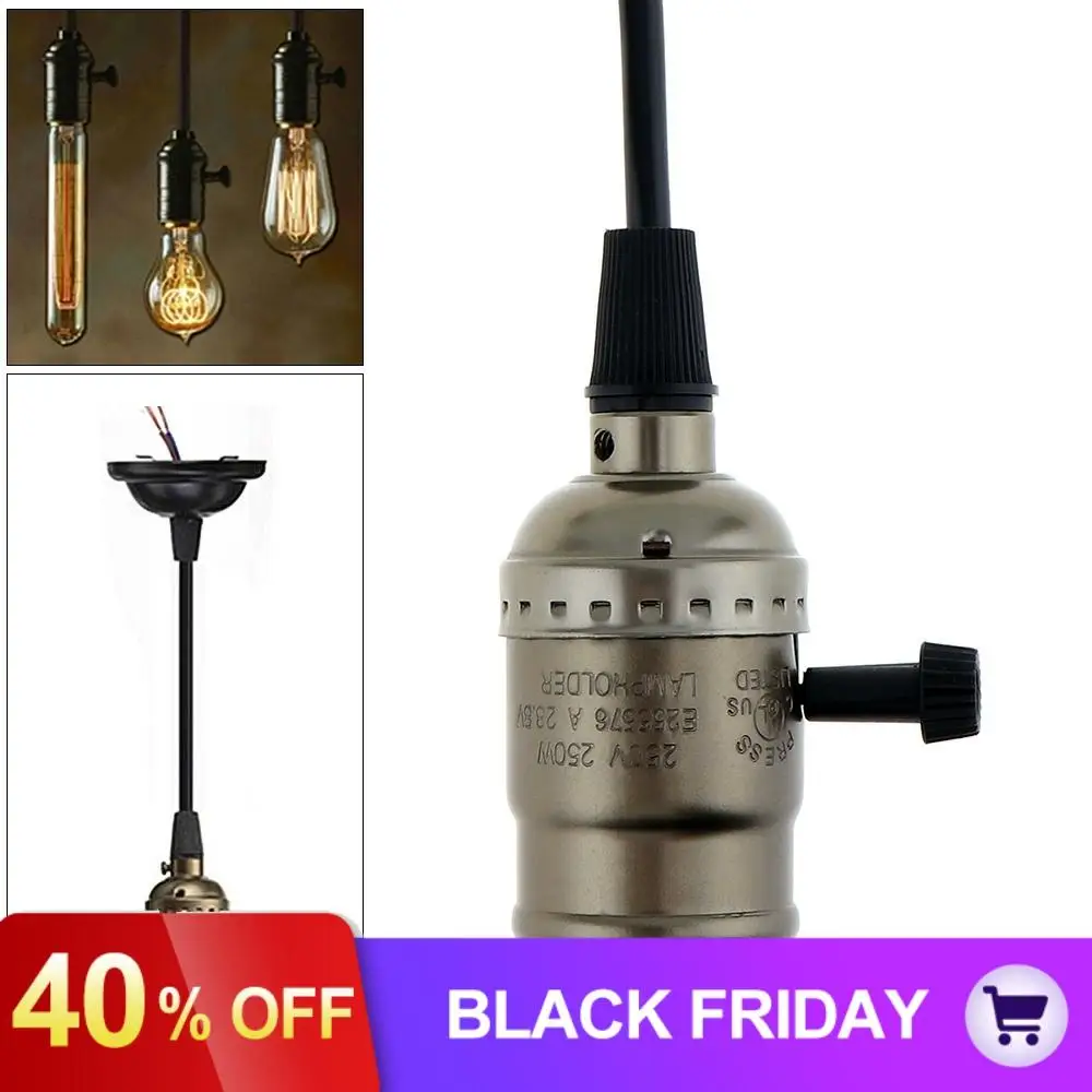 E27 110 V-250 V винтажный Ретро алюминиевый винтовой светильник, патрон, подвесной светильник, держатель, потолочный светильник, вилка с проводом и переключателем