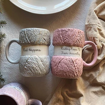 Creative Colorful Wool Ceramics Mugs Coffee Cups Milk Tea Drinkware Christmas Birthday Gift 2