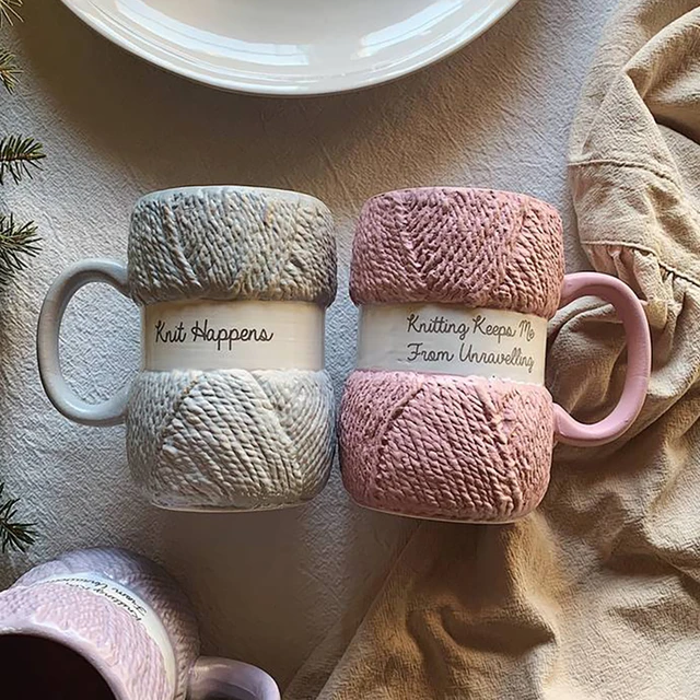 Creative Colorful Wool Ceramics Mugs Coffee Cups Milk Tea Drinkware Christmas Birthday Gift 2