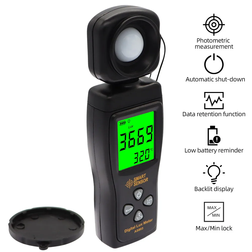 Baynne AS803 Digital Lux Meter Luminance Tester Light Meter 1200000
