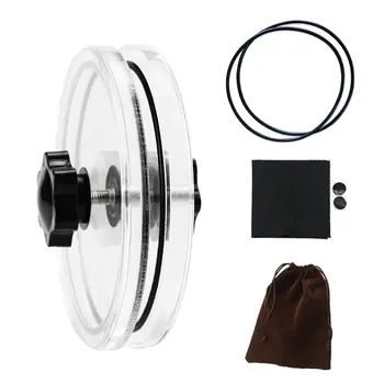 

Professional LP Vinyl Record Cleaner Clamp Record Label Saver Protector Waterproof Acrylic Clean Tool with Cleaning Cloth Kit