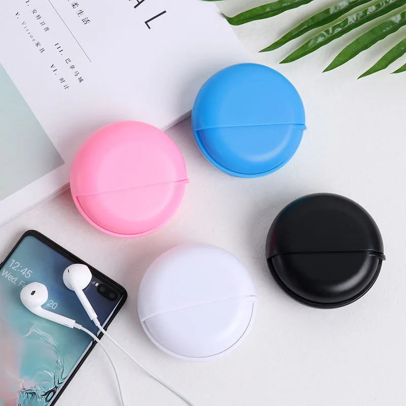Multi-function Round earphone storage box Data cable packaging Headphone bag ABS headset | Мобильные телефоны и