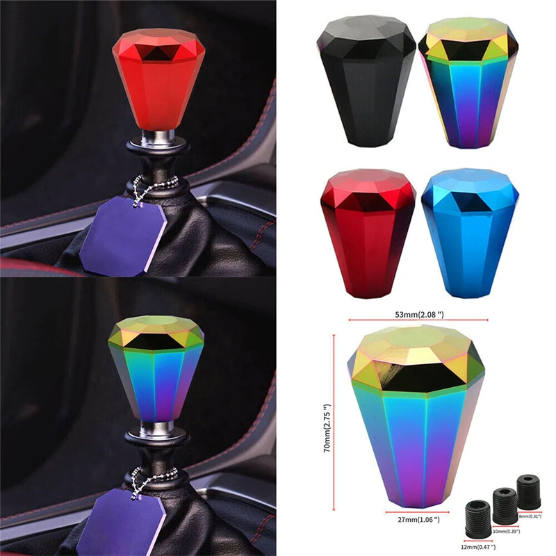 

4 Styles Universal Diamond Shift Knob Car Aluminum Manual Gear Shifter Lever Knob With 8/10/12MM Install Adapters Accessories