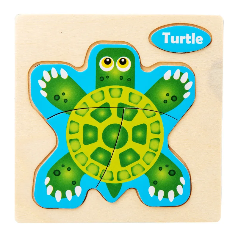 Miniature 3D Wooden Cartoon Animal Puzzle Board for Kids - Early Learning Educational Toy Gift