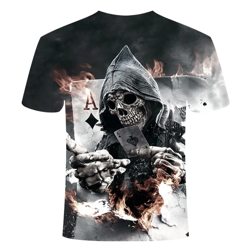 Модная футболка для мужчин/женщин тяжёлый Металл мрачный смерть с косой Объёмный рисунок (3D-принт) футболки короткий рукав Харадзюку Стиль