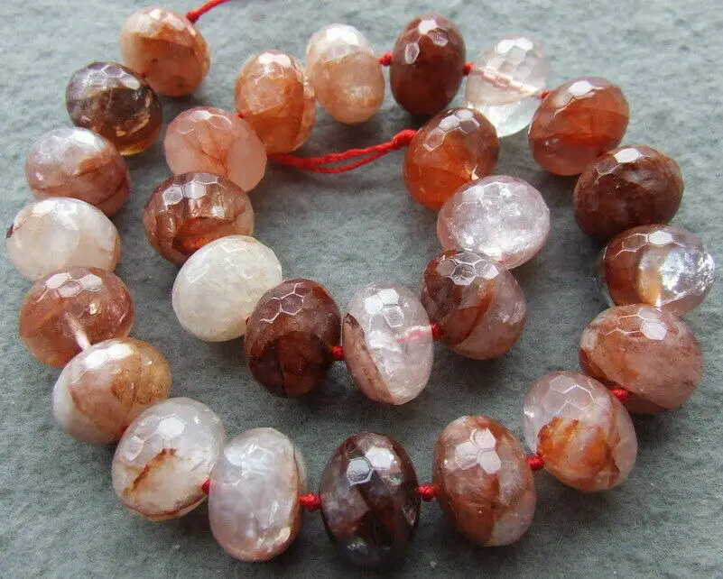 

Natural Rutilated Quartz 13x17mm 15.5" Rondelle beads
