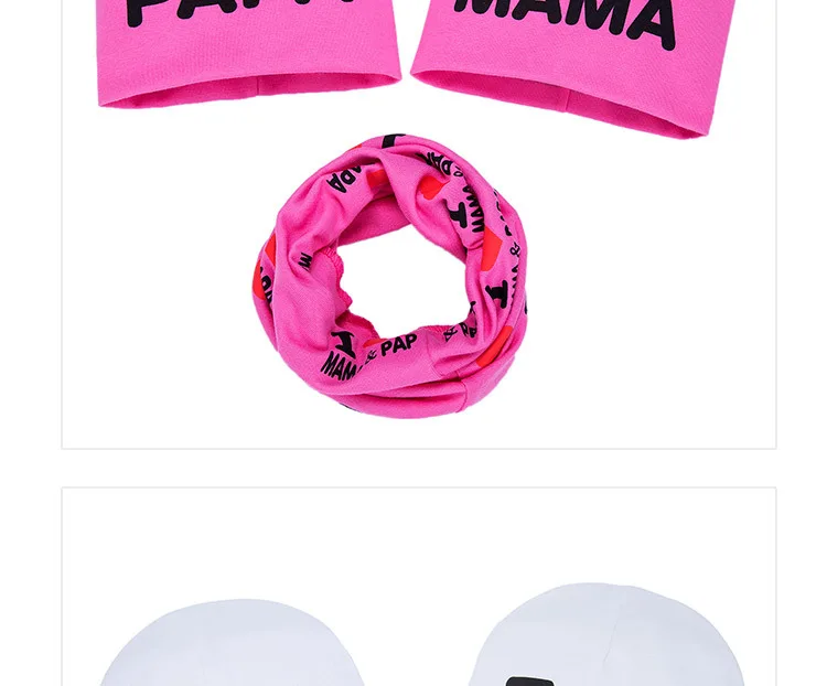 Одежда для мальчиков и девочек головные уборы Skullies Beanies с комплекты из 3 предметов с буквенным принтом вязаная шапочка из хлопка детская шапка, сезон осень-зима шапка и шарф, комплект из 3 предметов