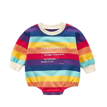

Autumn Baby clothing Long-sleeved Rainbow Jumpsuit Romper Baby Boys Girls Doll collar comfortable infant rompers