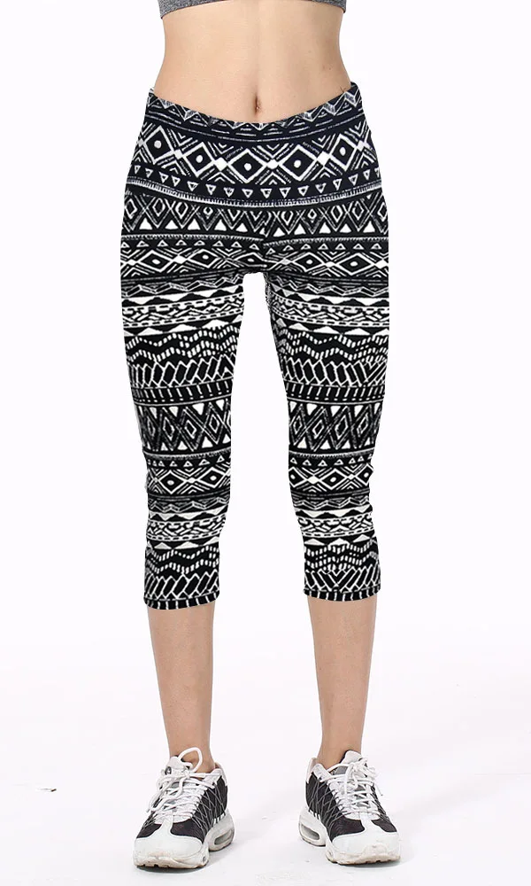 Europe and the United States trend hips slim fashion seven points printed leggings women's outdoor sports pants - Цвет: 47